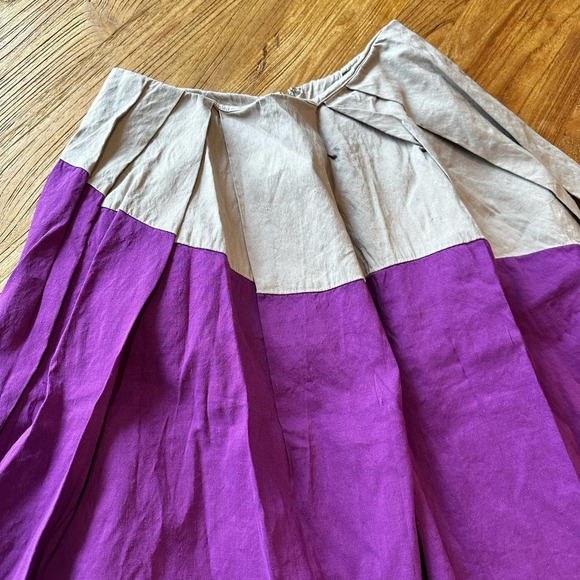 Anthropologie Left Of Center Diagonally Divided Women’s Two Toned Pleated Skirt - Picture 8 of 8
